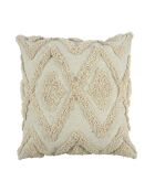 Coussin ethnique relief losange beige - 40x40 cm