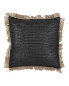 Coussin Raphia déhoussable noir/beige - 40x40 cm