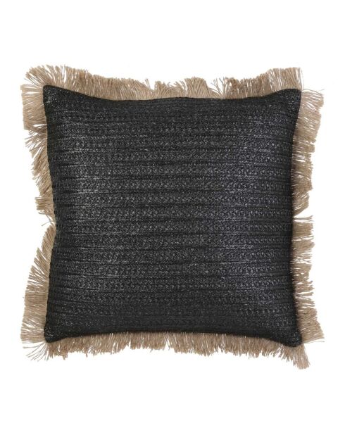 Coussin Raphia déhoussable noir/beige - 40x40 cm