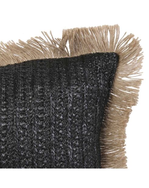 Coussin Raphia déhoussable noir/beige - 40x40 cm