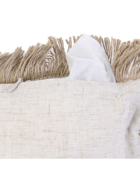 Coussin Raphia déhoussable beige/dore - 40x40 cm