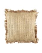 Coussin Raphia déhoussable beige/dore - 40x40 cm
