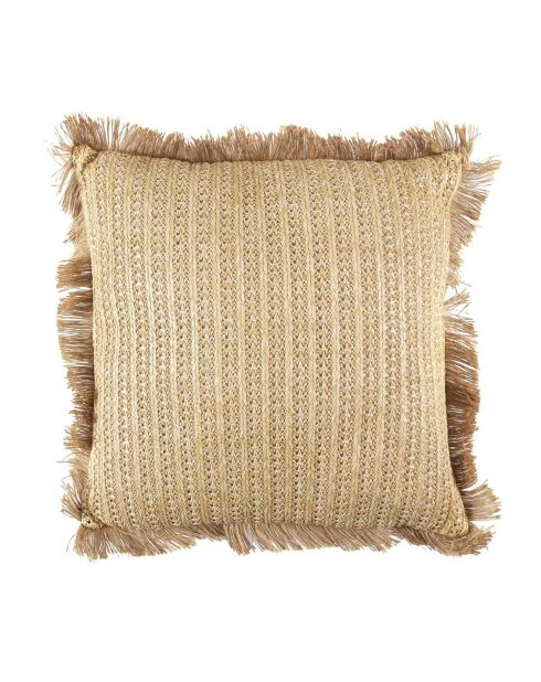 Coussin Raphia déhoussable beige/dore - 40x40 cm