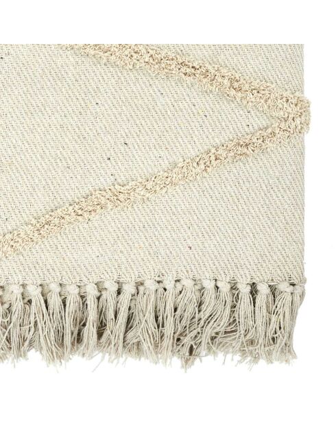 Plaid ethnique relief losange beige - 150x120 cm