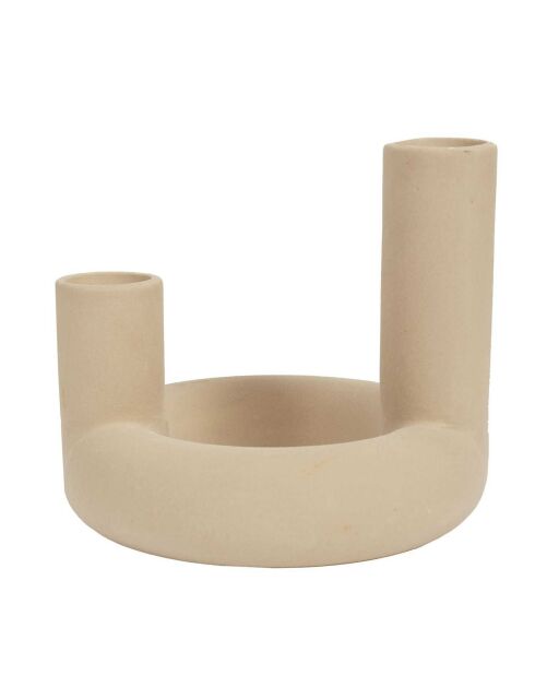 Vase céramique 2 tubes Arty nude - 14.5x16x16 cm