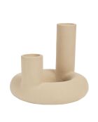 Vase céramique 2 tubes Arty nude - 14.5x16x16 cm