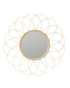 Miroir rotin rosace bois - D.54 cm