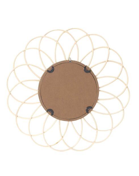 Miroir rotin rosace bois - D.54 cm
