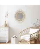 Miroir rotin ovale bois - 58x45 cm