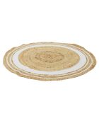 Tapis rond en Jute & Coton blanc - 90x90 cm