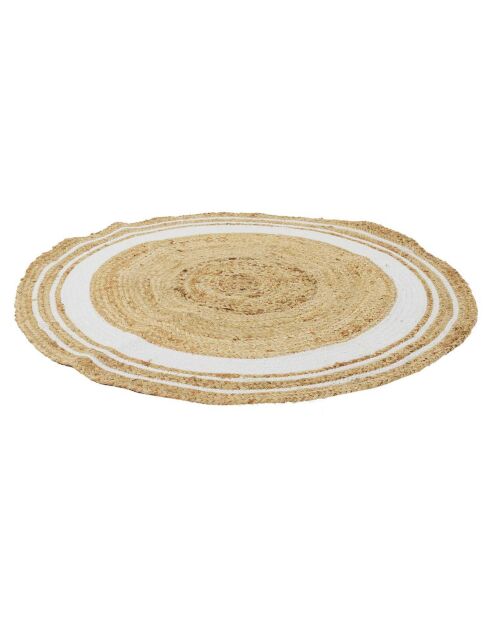 Tapis rond en Jute & Coton blanc - 90x90 cm