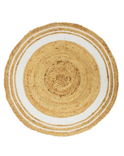 Tapis rond en Jute & Coton blanc - 90x90 cm