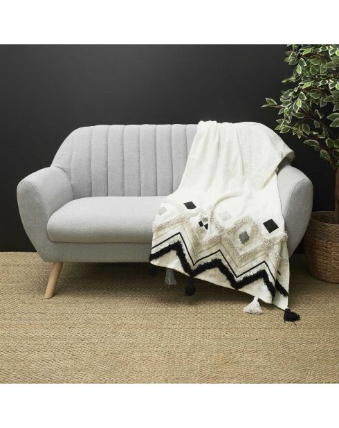 Ethnic Tufte Sofaüberwurf, 130 x 170 cm, beige