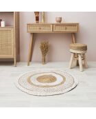 Tapis rond jute imprimé beige - 90x90 cm