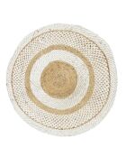 Tapis rond jute imprimé beige - 90x90 cm