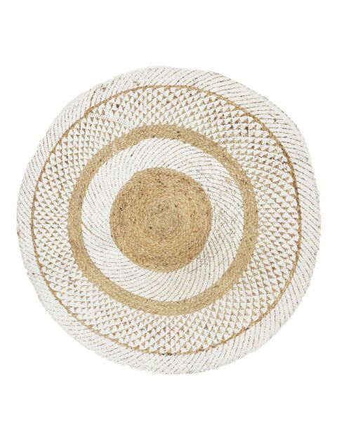 Tapis rond jute imprimé beige - 90x90 cm