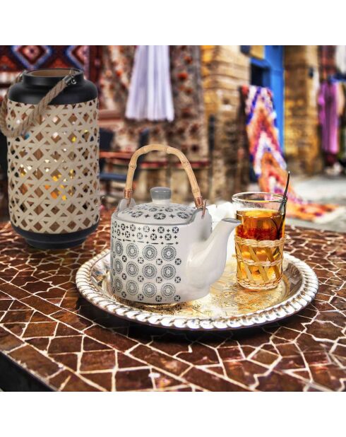 farol tejido beige - 21x38,5x21 cm