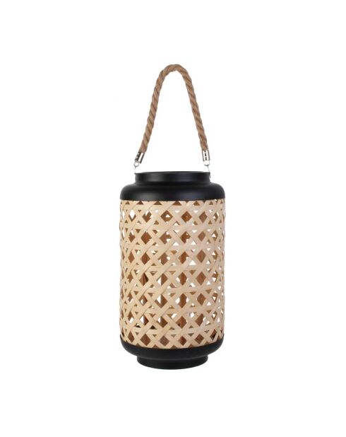 Lanterne tressée beige - 21x38.5x21 cm