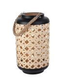 Lanterne tressée beige - 21x38.5x21 cm