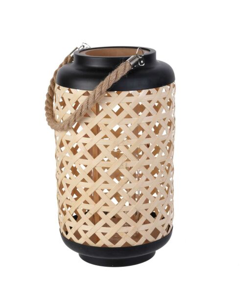 Lanterne tressée beige - 21x38.5x21 cm