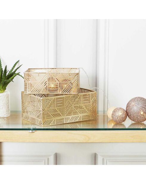 Panier metal ajouré doré - 25x12x17 cm
