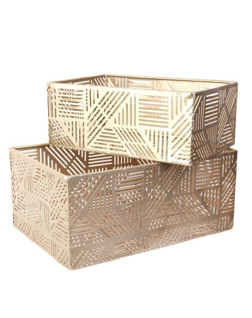 Panier metal ajouré doré - 25x12x17 cm