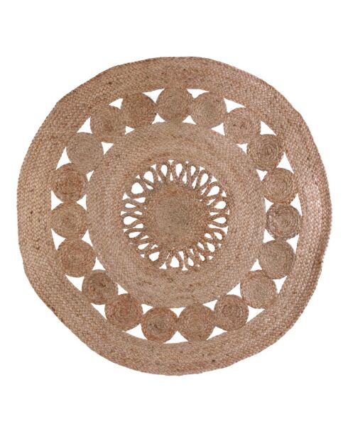 Tapis rond jute ajouré beige - D.90 cm