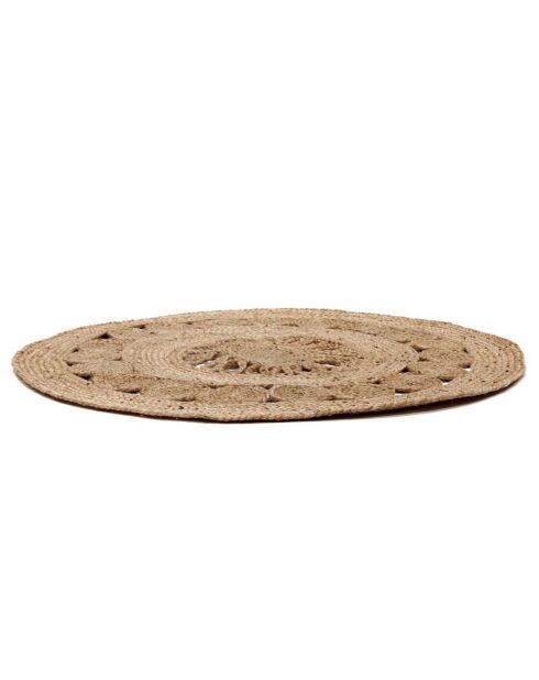Tapis rond jute ajouré beige - D.90 cm