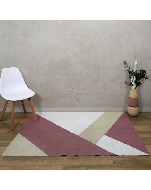 Tapis nude géometrique beige/rose - 150x120 cm