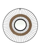 Miroir filaire et jonc noir/beige - D.60 cm