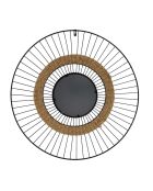 Miroir filaire et jonc noir/beige - D.60 cm