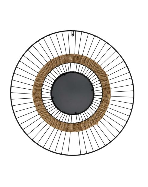 Miroir filaire et jonc noir/beige - D.60 cm