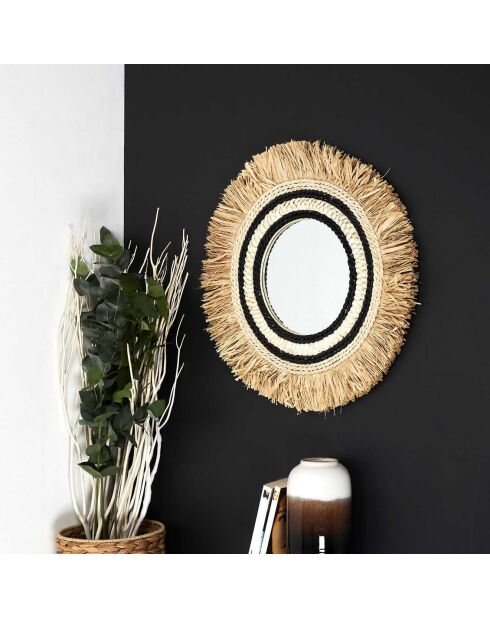 Miroir sauvage beige/noir - D.58 cm