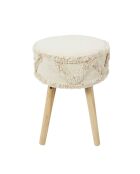 Tabouret Mirage blanc/marron - 30x41x30 cm