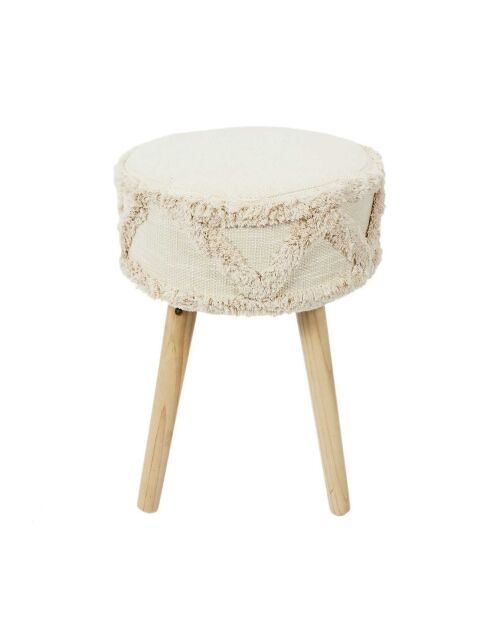 Tabouret Mirage blanc/marron - 30x41x30 cm