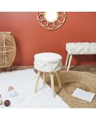 Tabouret Mirage blanc/marron - 30x41x30 cm