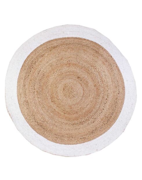Tapis jute bord blanc beige/blanc - D.120 cm
