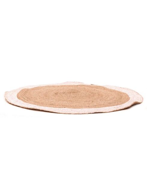 Tapis jute bord blanc beige/blanc - D.120 cm