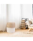 Pouf tréssé sable/beige - 35x41x35 cm