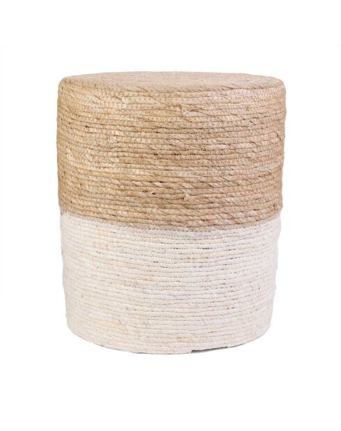 Pouf tréssé sable/beige - 35x41x35 cm