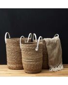 3 Paniers tressés anses marron