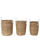 3 Paniers tressés anses marron