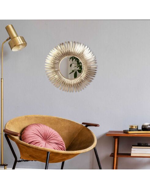 Miroir plumes doré - D.55 cm