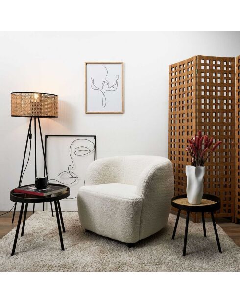 Lampadaire cannage noir/naturel - 35x144x35 cm