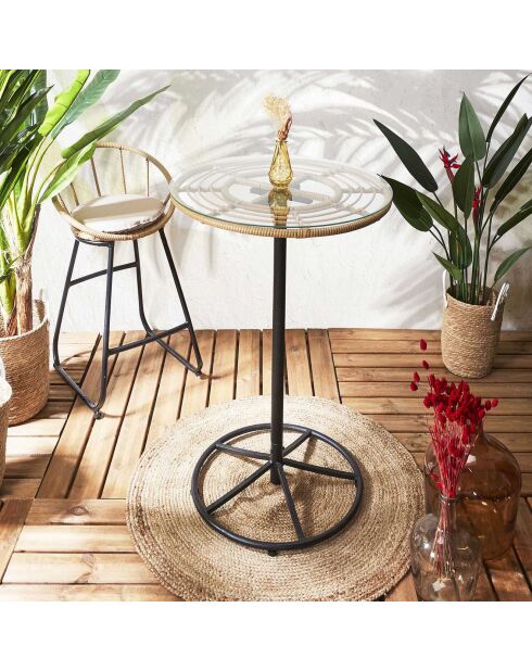 Table mange debout Surabaya noir/naturel - 65x100x65 cm