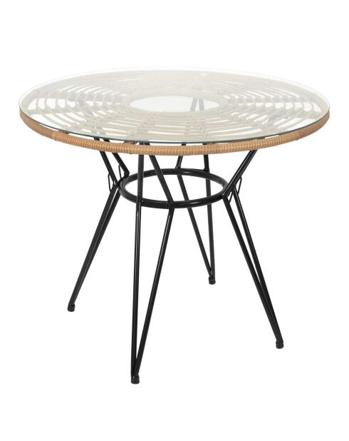 Table de repas ronde Surabaya noir/naturel - 90x73x90 cm