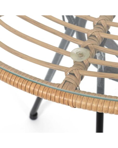 Table de repas ronde Surabaya noir/naturel - 90x73x90 cm