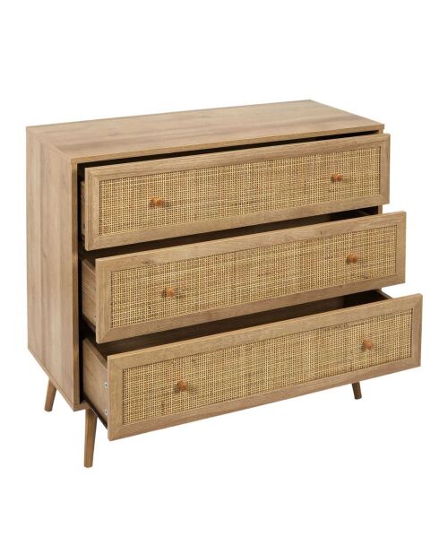 Commode 3 tiroirs Bali marron - 90x79x39 cm