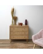 Commode 3 tiroirs Bali marron - 90x79x39 cm