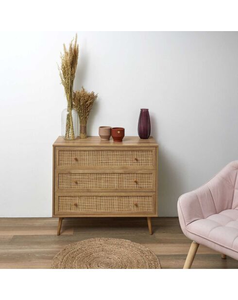 Commode 3 tiroirs Bali marron - 90x79x39 cm